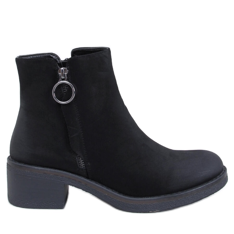 Levere Stiefeletten aus schwarzem Nubukleder mit niedrigem Absatz