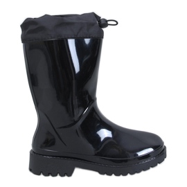 Kiffer Schwarz lackierte Gummistiefel mit Manschette
