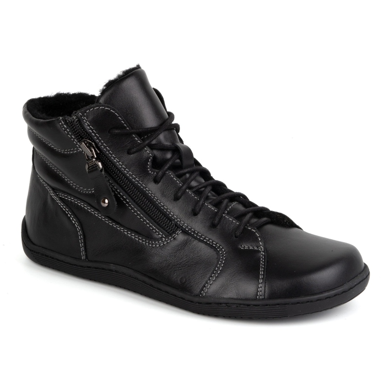 Olivier Minimalistische Barfuß-Winterlederschuhe für Damen 1261 schwarz