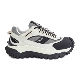 Damen-Ledersneaker auf der Big Star-Plattform OO274A220 HI-POLY-System Weiß und Schwarz