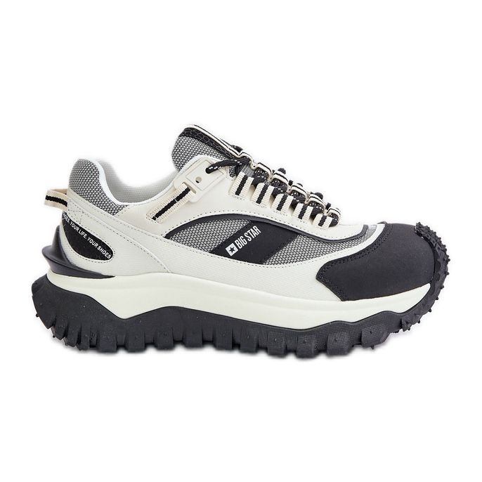 Damen-Ledersneaker auf der Big Star-Plattform OO274A220 HI-POLY-System Weiß und Schwarz