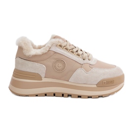 Isolierte Damen-Sneaker auf der Big Star-Plattform OO274A214 Beige