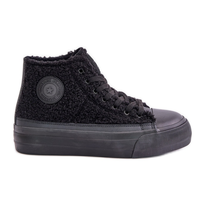 Isolierte Damen-Sneaker mit Fell-Schaffell Big Star OO274A443 Schwarz