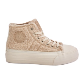 Isolierte Damen-Sneaker mit Fell-Schaffell Big Star OO274A444 Beige