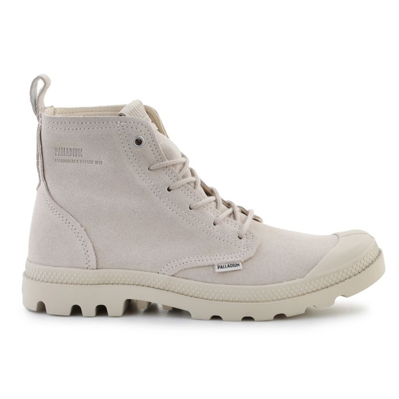 Palladium Pampa Hi Skin U 74379-155-M Weiße Kappe Graue Schuhe beige