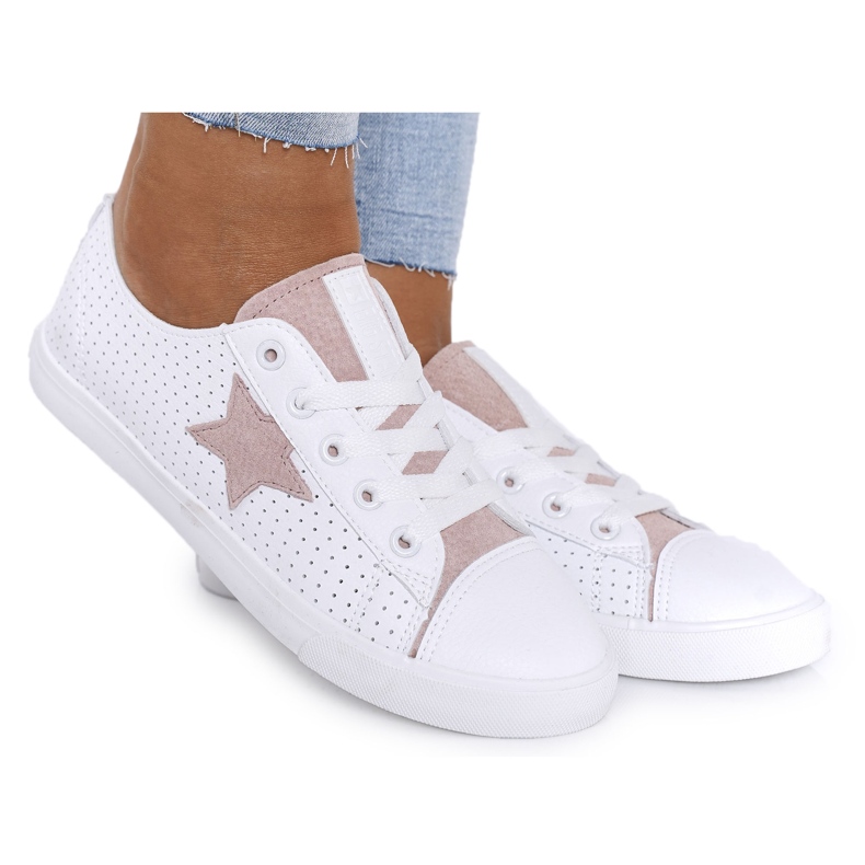 Frauen -Sneaker mit einem Star Big Star DD274691 Weiß und Pink