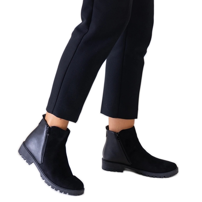 Schwarze Plateau-Stiefeletten aus Kirla-Öko-Wildleder