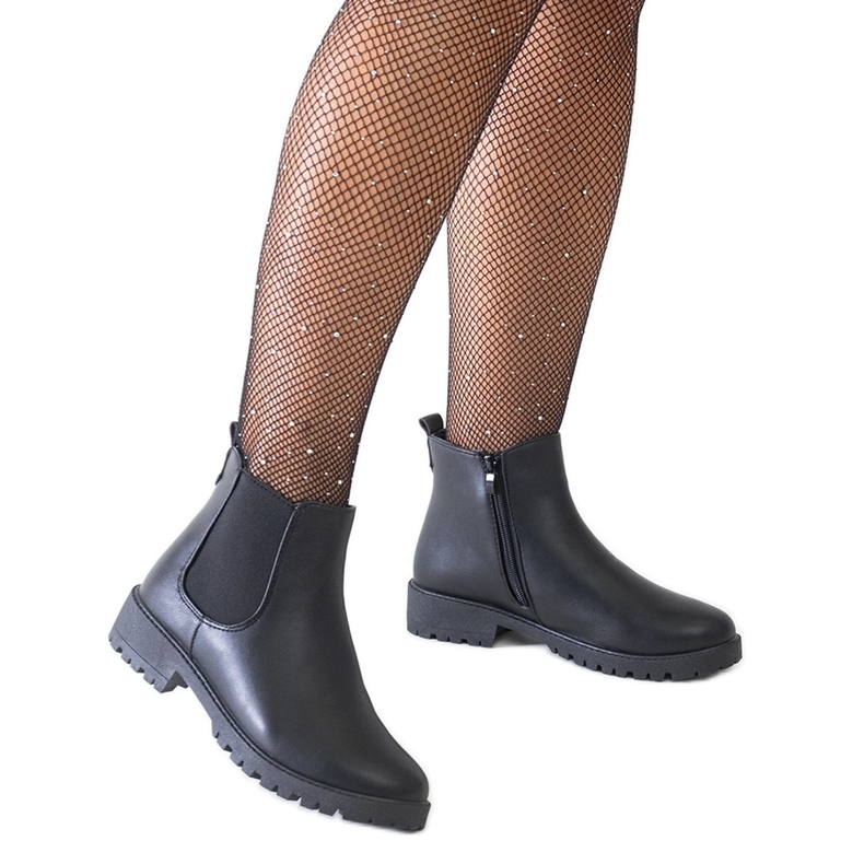 Schwarze, klassische Freizeitstiefeletten aus Salara-Öko-Leder