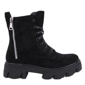 Healy Schwarze Schnürstiefeletten mit dicker Sohle