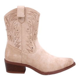 Austen Beige durchbrochene Cowboystiefel