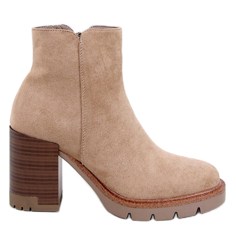 Stiefeletten mit hohem Absatz und Paratto Khaki-Schutz beige