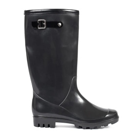 Schwarze, hohe Damen-Gummistiefel aus Lackleder