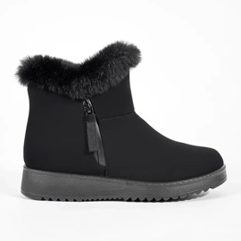 Schwarze bequeme isolierte Damenstiefel mit Fell
