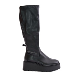 Overknee-Stiefel für Damen mit Plateau und Keilabsatz Vinceza 58342 Schwarz