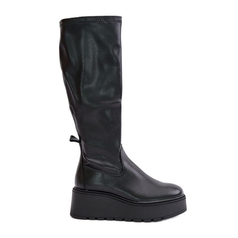 Overknee-Stiefel für Damen mit Plateau und Keilabsatz Vinceza 58342 Schwarz