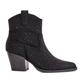 Verzierte Cowboystiefel auf High Heels mit spitzen Zehen S.Barski HY42-121 Schwarz