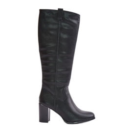 Sergio Leone KZ230-S Lederisolierte High-Heel-Stiefel, Schwarz