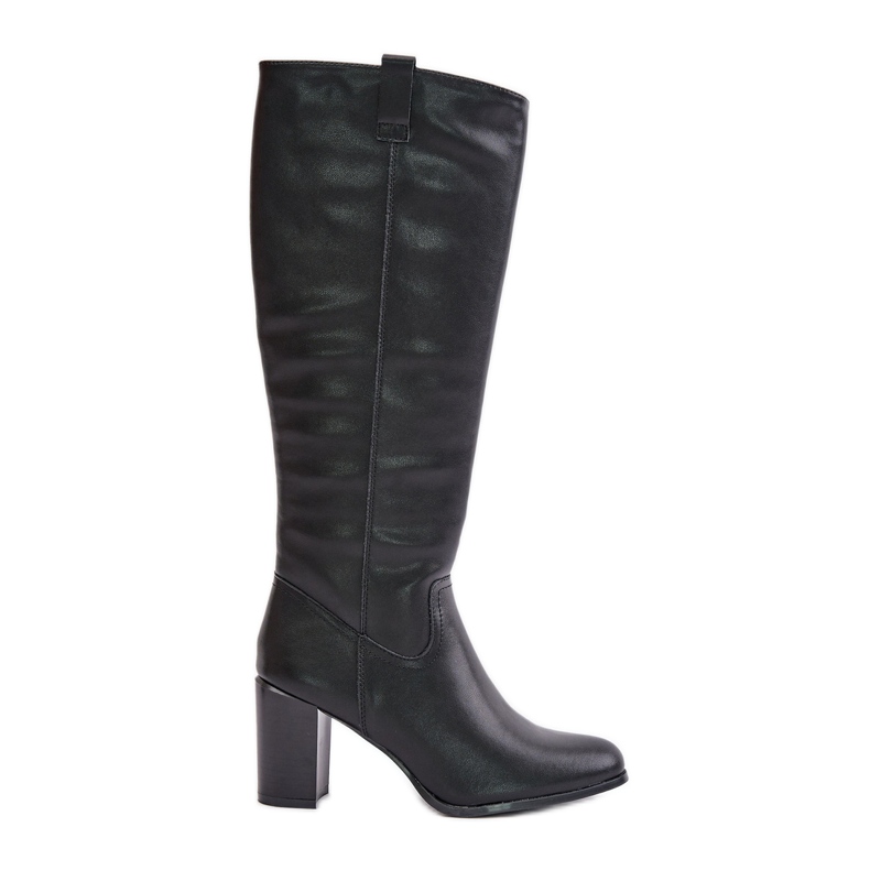 Sergio Leone KZ230-S Lederisolierte High-Heel-Stiefel, Schwarz