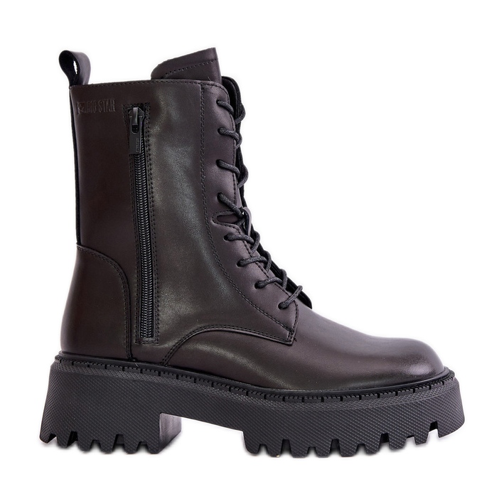 Lederisolierte Damen-Arbeiterstiefel Big Star OO274A387 Schwarz