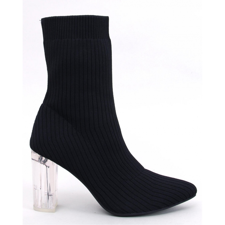Destani Schwarze Sock-Boots mit transparentem Absatz – Inello