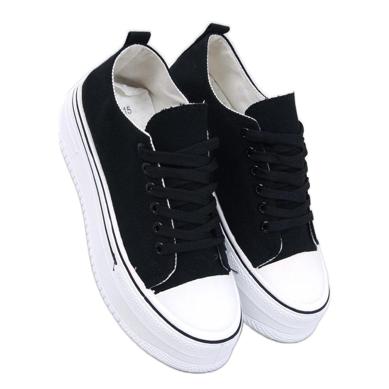 Loic Schwarze Sneakers mit hohen Sohlen – Inello