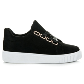 Ideal Shoes Turnschuhe mit einem Band gebunden schwarz