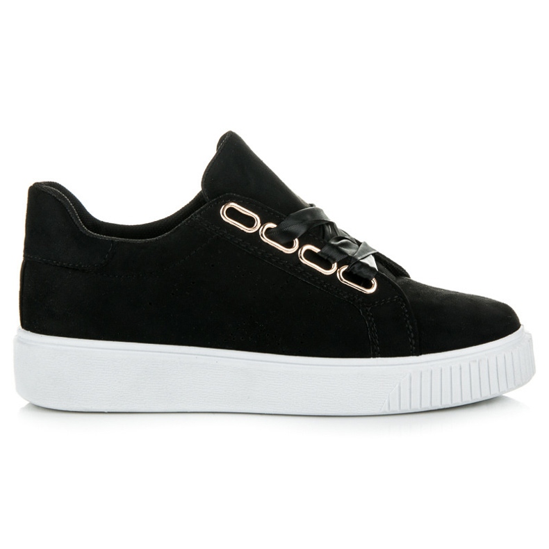 Ideal Shoes Turnschuhe mit einem Band gebunden schwarz