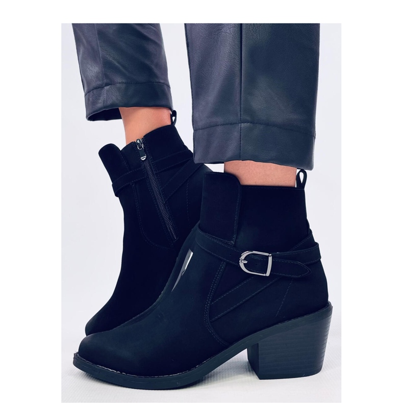 Cunnig Schwarze Cowboystiefel mit niedrigem Absatz – Inello