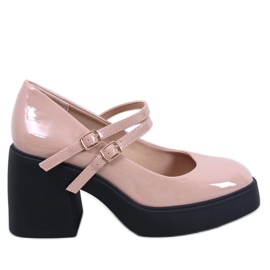 Lorai Khaki-Pumps mit weitem Absatz – Inello beige