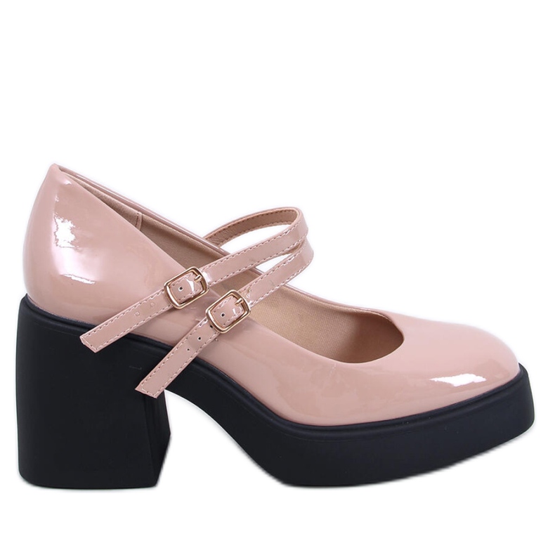 Lorai Khaki-Pumps mit weitem Absatz – Inello beige