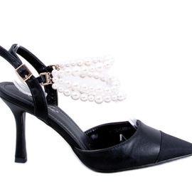 Pumps mit offenem Absatz und Perlen Harmony Black - Inello schwarz