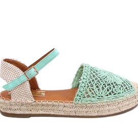 Grüne durchbrochene Espadrille-Sandalen
