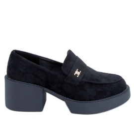 Schwarze Loafer mit hohem Absatz