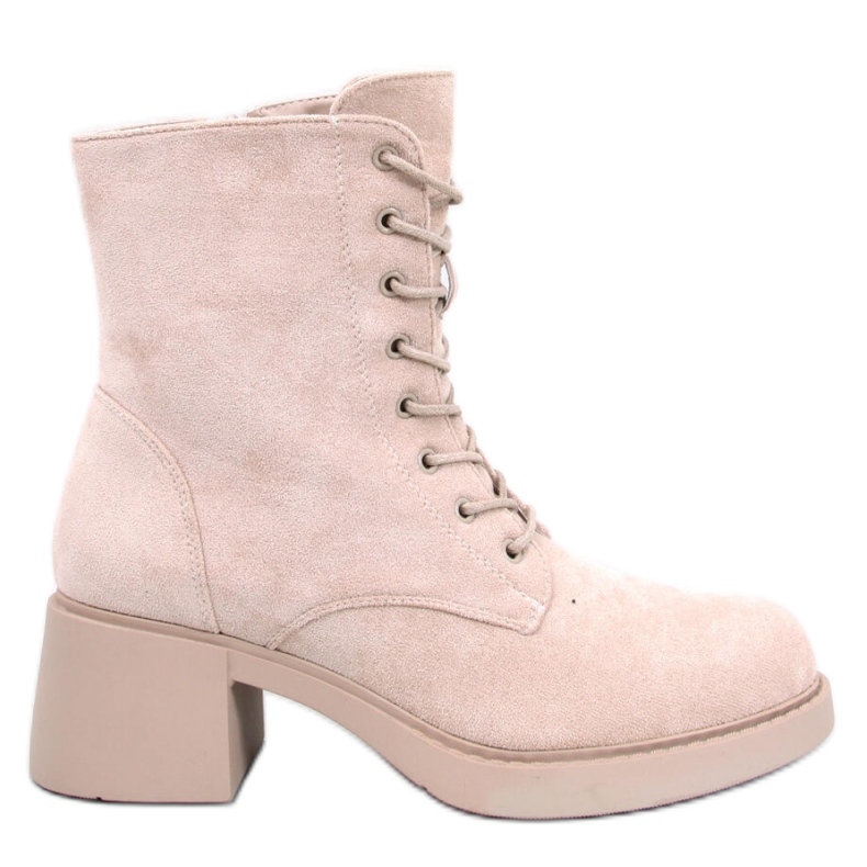 Beige Schnürstiefeletten