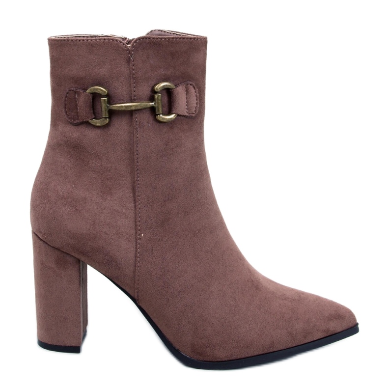 Stiefeletten aus khakifarbenem Wildleder mit hohem Absatz braun