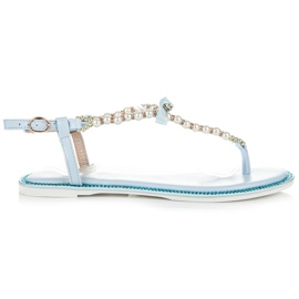 Vices Flache Sandalen mit Perlen blau