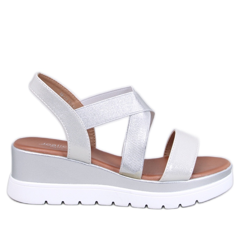 Silberne Keilsandalen grau