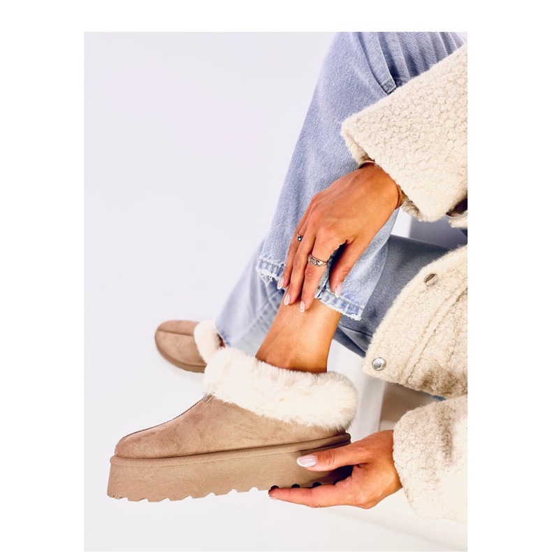 Yogi Khaki kurze Schneestiefel mit Fell - Inello beige