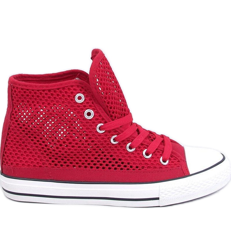 Rote durchbrochene High-Top-Sneaker