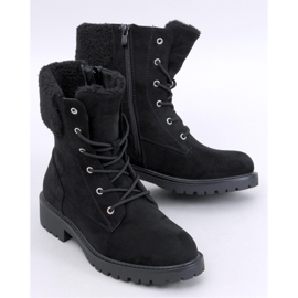 Barkoi Schwarze Schnürstiefeletten mit Schaffell – Inello