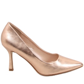 Champagnerfarbene Damen-High-Heels aus Vollnarbenleder rosa