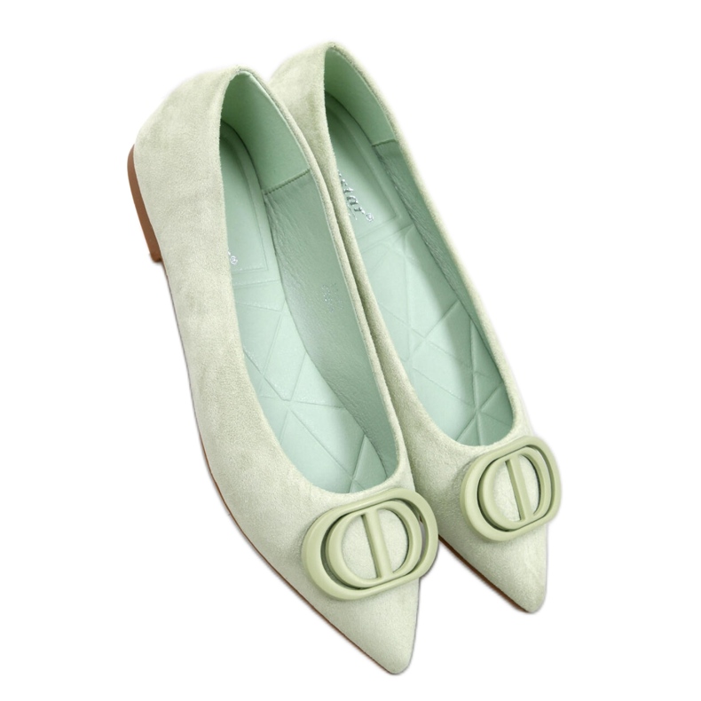 Grüne Ballerinas mit Mandelspitze