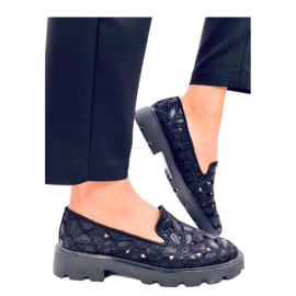 Schwarze durchbrochene Mokassins