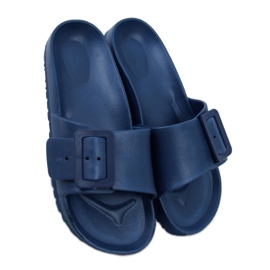 D.BLUE Gummi-Flip-Flops mit Schnalle blau