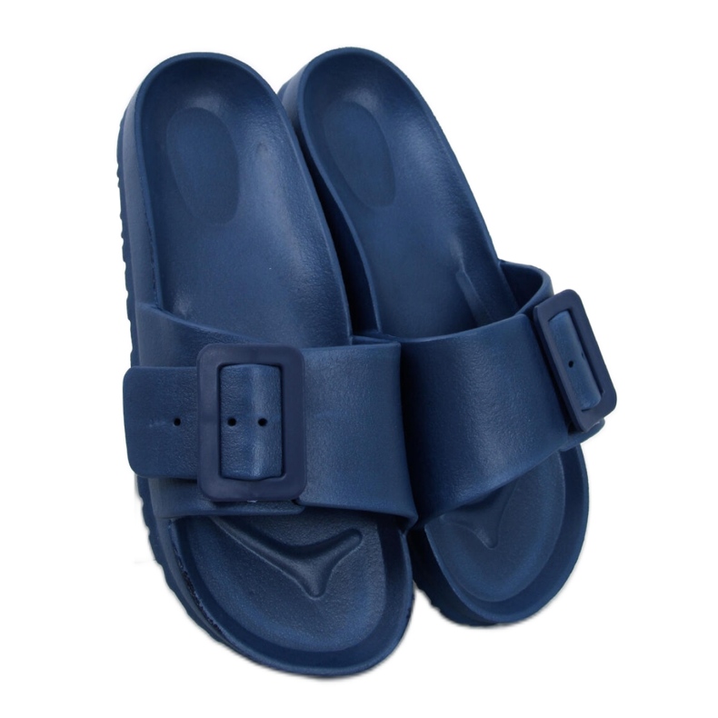 D.BLUE Gummi-Flip-Flops mit Schnalle blau