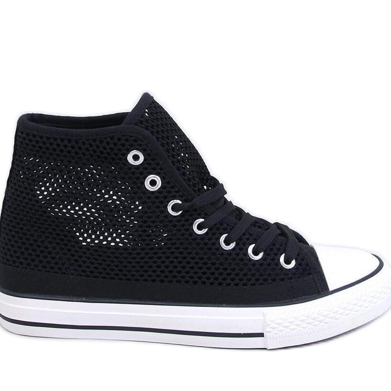 Durchbrochene High-Top-Sneaker Schwarz