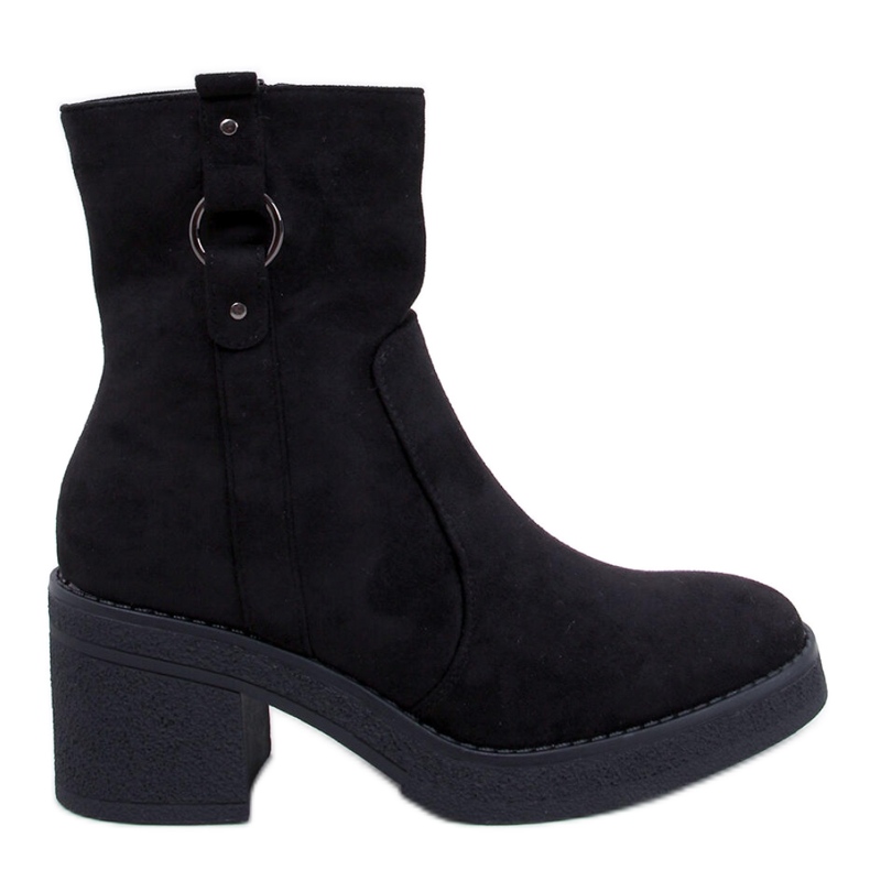 Schwarze Stiefeletten mit weitem Absatz