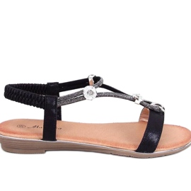 Schwarze Zirkonia-Sandalen