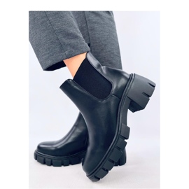 Ledeck Schwarze Pu-Chelsea-Stiefel mit weitem Absatz – Inello