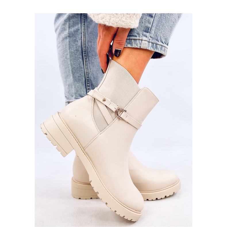 Klassische beige Chelsea-Stiefel für Damen